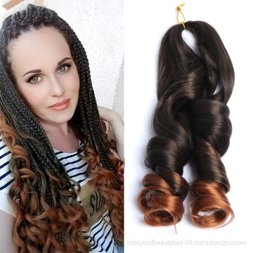 Wholesale Synthetic Loose Wave wavy Pre Stretched Ombre Wavy Braiding Hair extension For Black Women